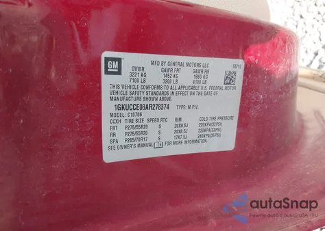 2010 GMC Yukon Slt from USA, damaged, VIN 1GKUCCE08AR278374